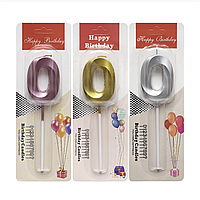 Свічка для торта 3D цифра "0" металік 5 см (TL-1056)