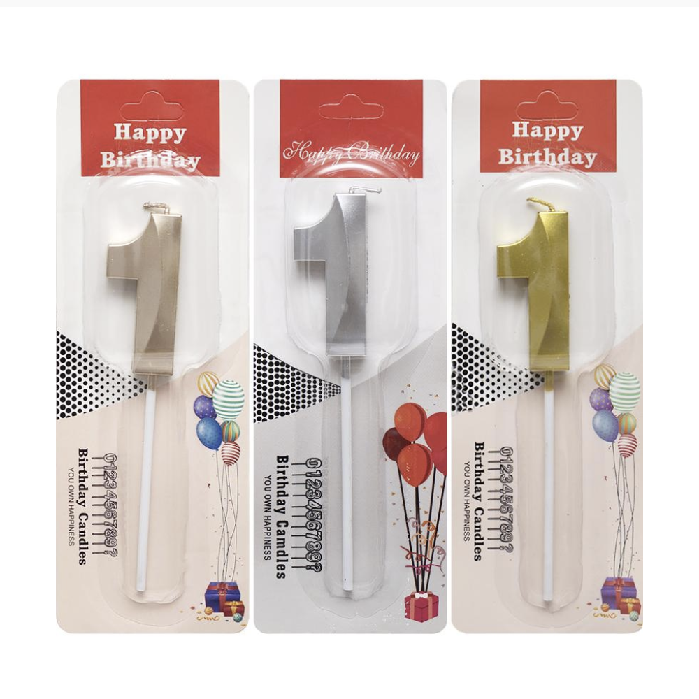 Свічка для торта 3D цифра "1" металік 5 см (TL-1056), фото 1