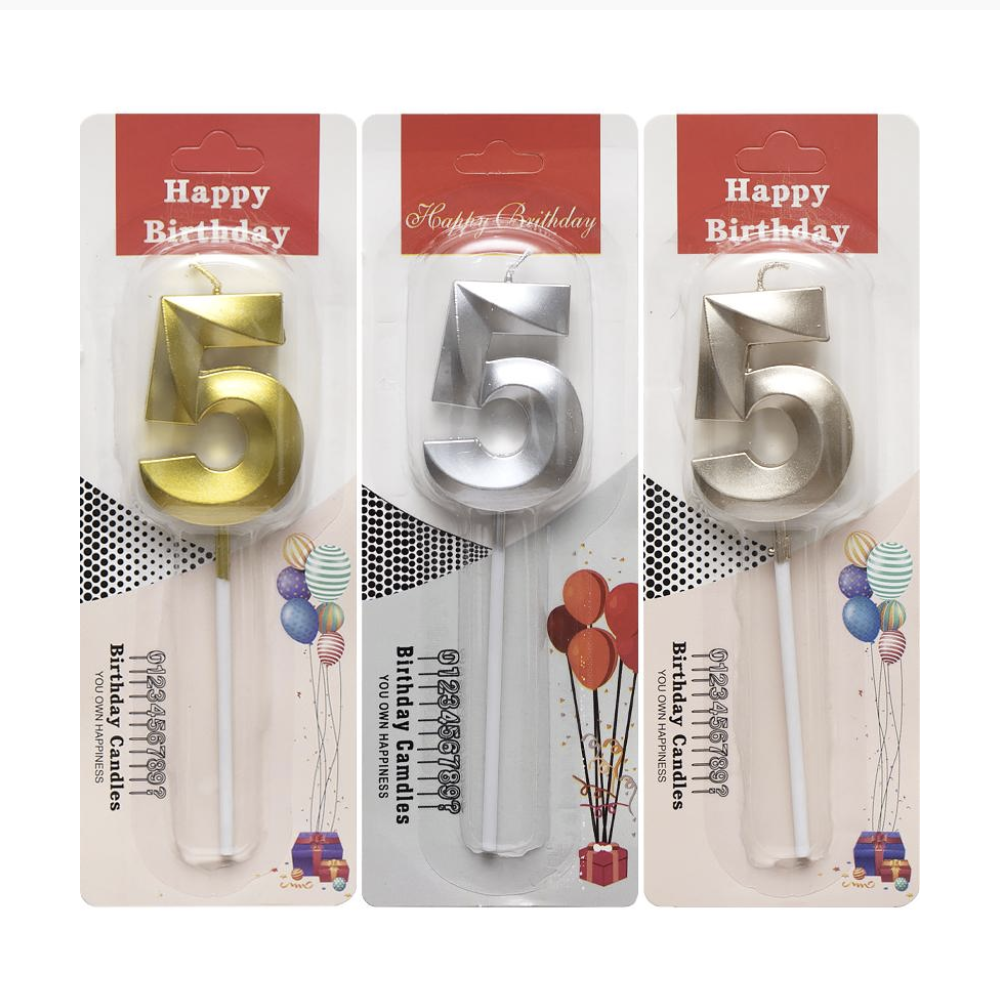 Свічка для торта 3D цифра "5" металік 5 см (TL-1056), фото 1