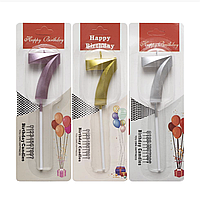 Свеча для торта 3D цифра "7" металлик 5 см (TL-1056)