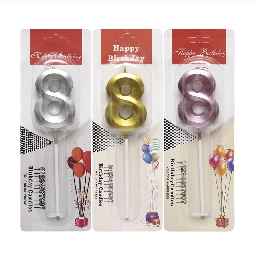 Свічка для торта 3D цифра "8" металік 5 см (TL-1056), фото 1