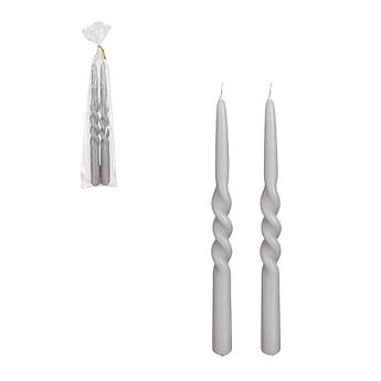 Набір із 2-х столових високих свічок у світло-сірому кольорі Edelman