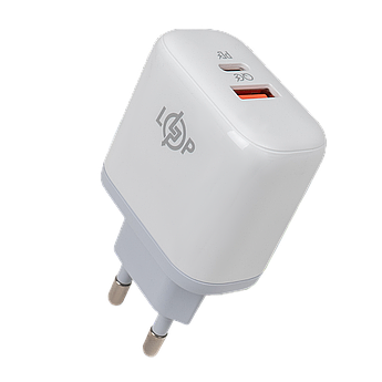 Зарядка для телефону LP 45W (Type-C+USB) QC + кабель (Type-C to Type-C) 45WCH