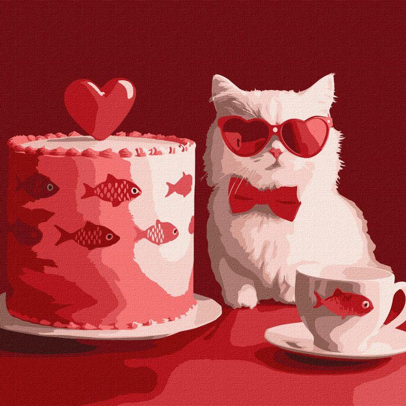 Картина за номерами Картина за номерами - Кіт з тортом exp 30*30 см Ідейка KHO 6722, фото 1