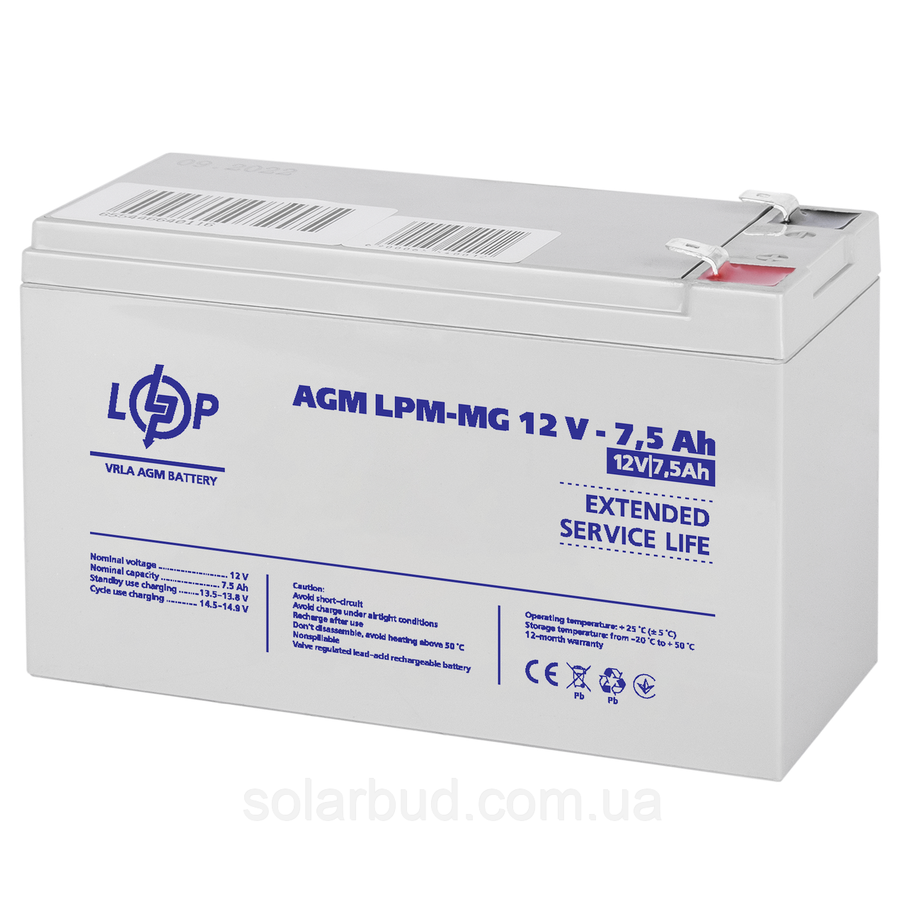 Акумулятор мультигелевий LPM-MG 12V - 7.5 Ah, фото 1