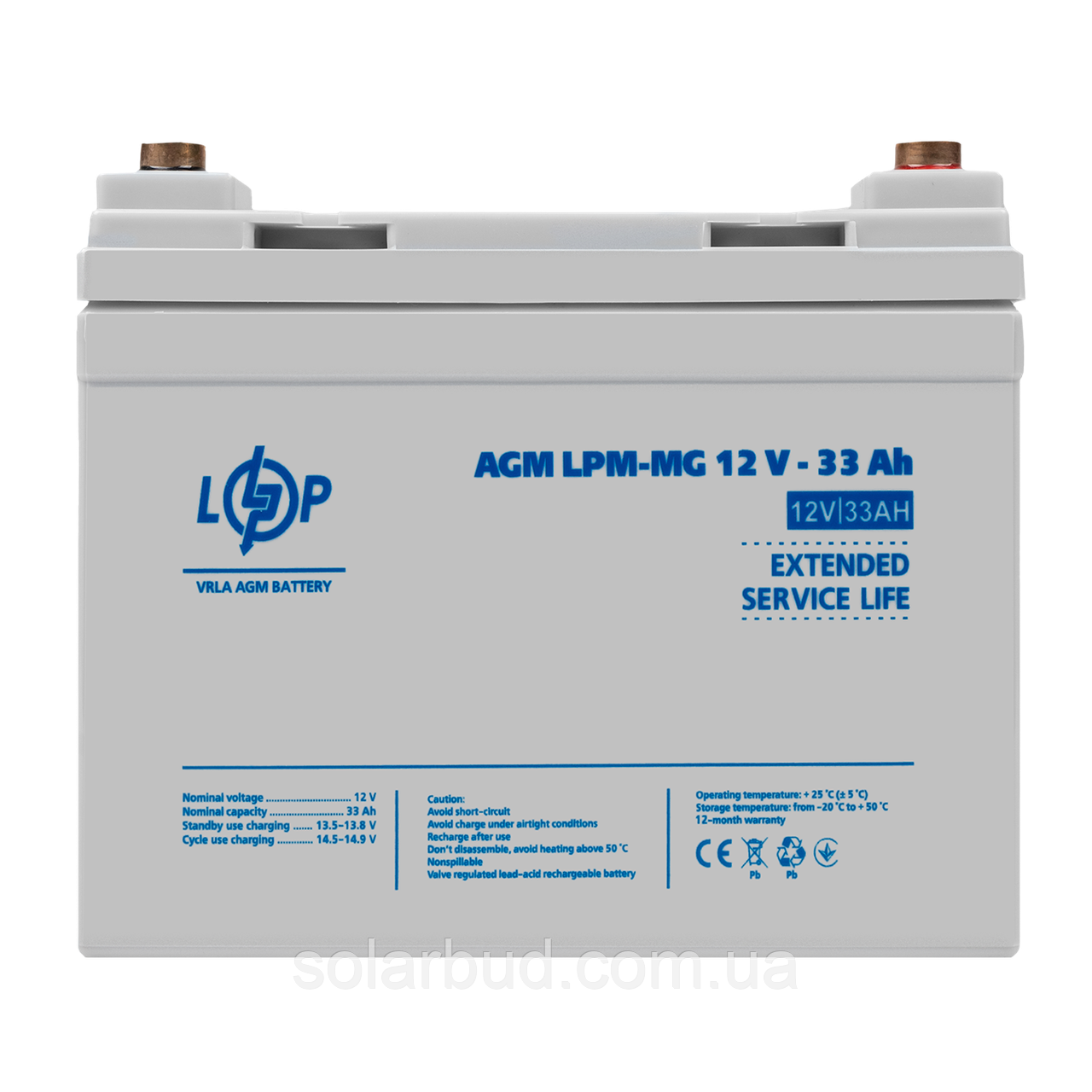 Акумулятор мультигелевий LPM-MG 12V - 33 Ah + праворуч, фото 1