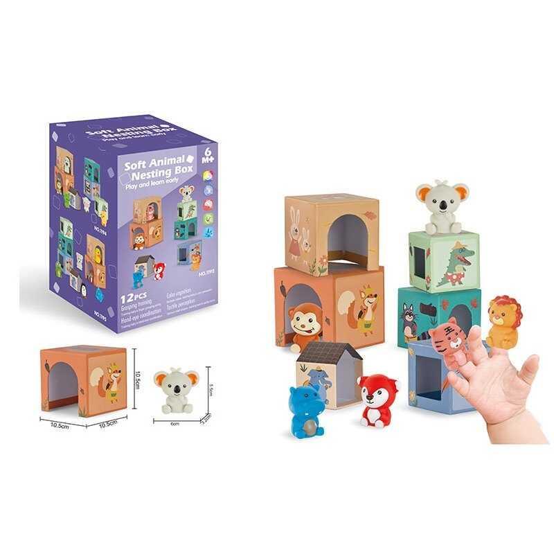 Розвиваюча гра 1192 - 6 тваринок, 6 кубиків, пальчиковий театр