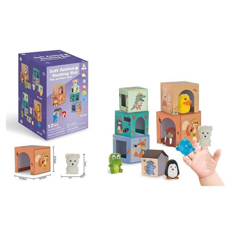 Розвиваюча гра 1195 - 6 тваринок, 6 кубиків, пальчиковий театр