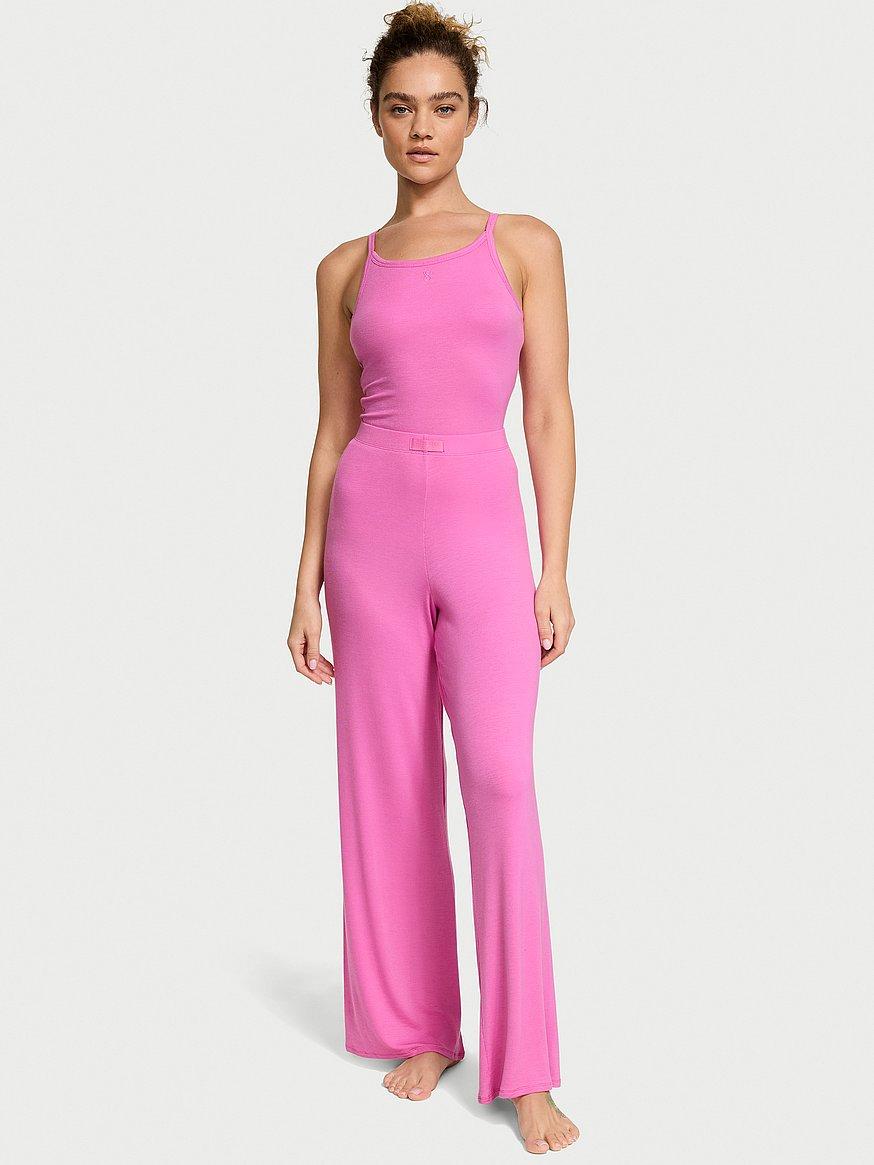 Трикотажна Піжама Victoria's Secret Ribbed Modal Cami & Pants Set Майка та штани, Рожева M, фото 1