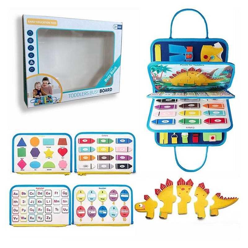 Логічна папка 432-12 A фетр, цифри, англійський алфавіт, геометричні фігури, пазли, циферблат, ремінці, липучки, пряжки