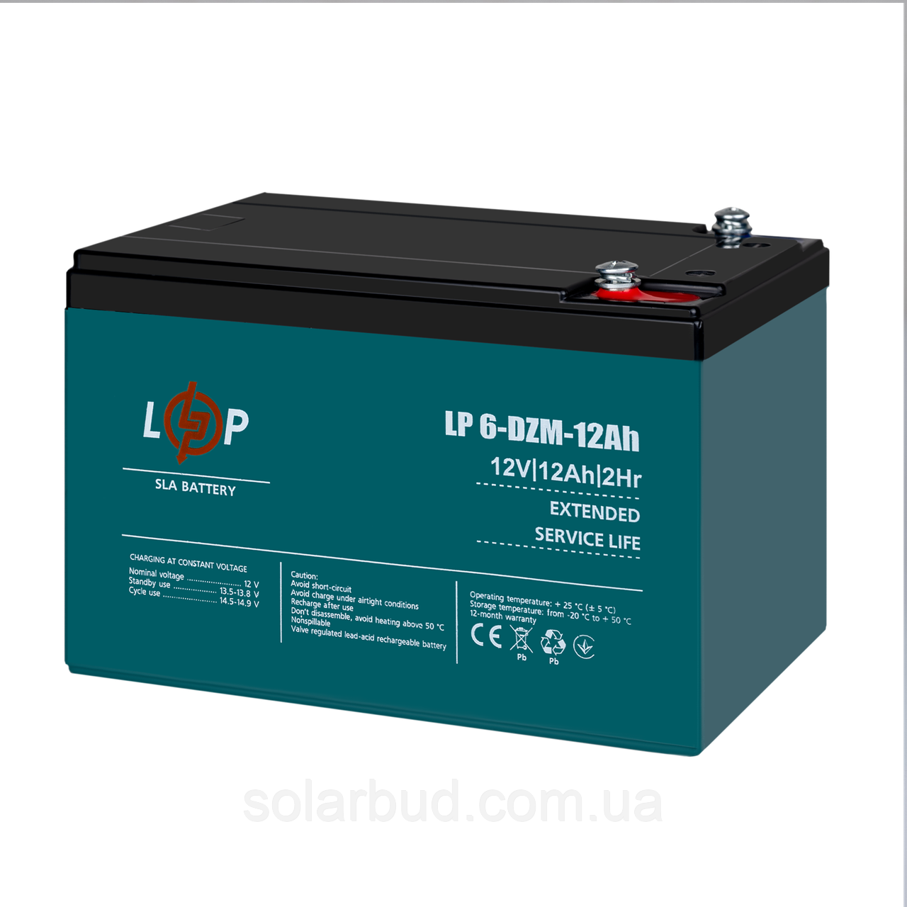 Тяговий свинцево-кислотний AGM акумулятор LP 6-DZM-12 Ah - под Болт М5, фото 1