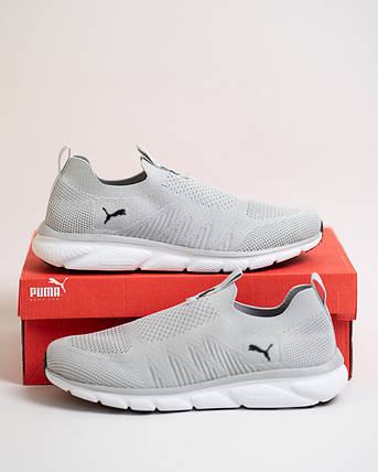 Чоловічі літні кросівки мокасини дихаючі Puma Grey сірі, фото 1