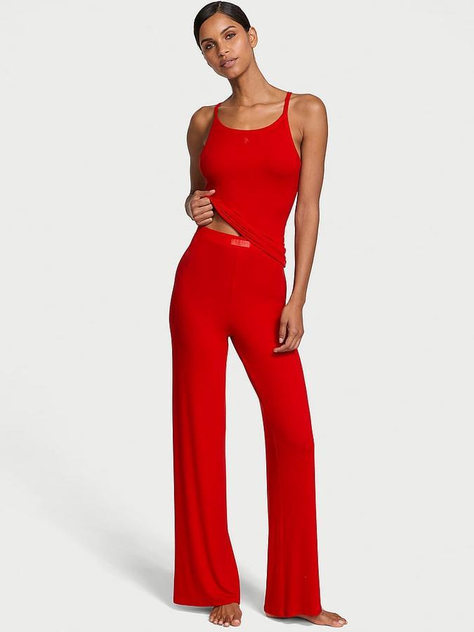 Трикотажна Піжама Victoria's Secret Ribbed Modal Cami & Pants Set Майка та штани, Червона L, фото 1