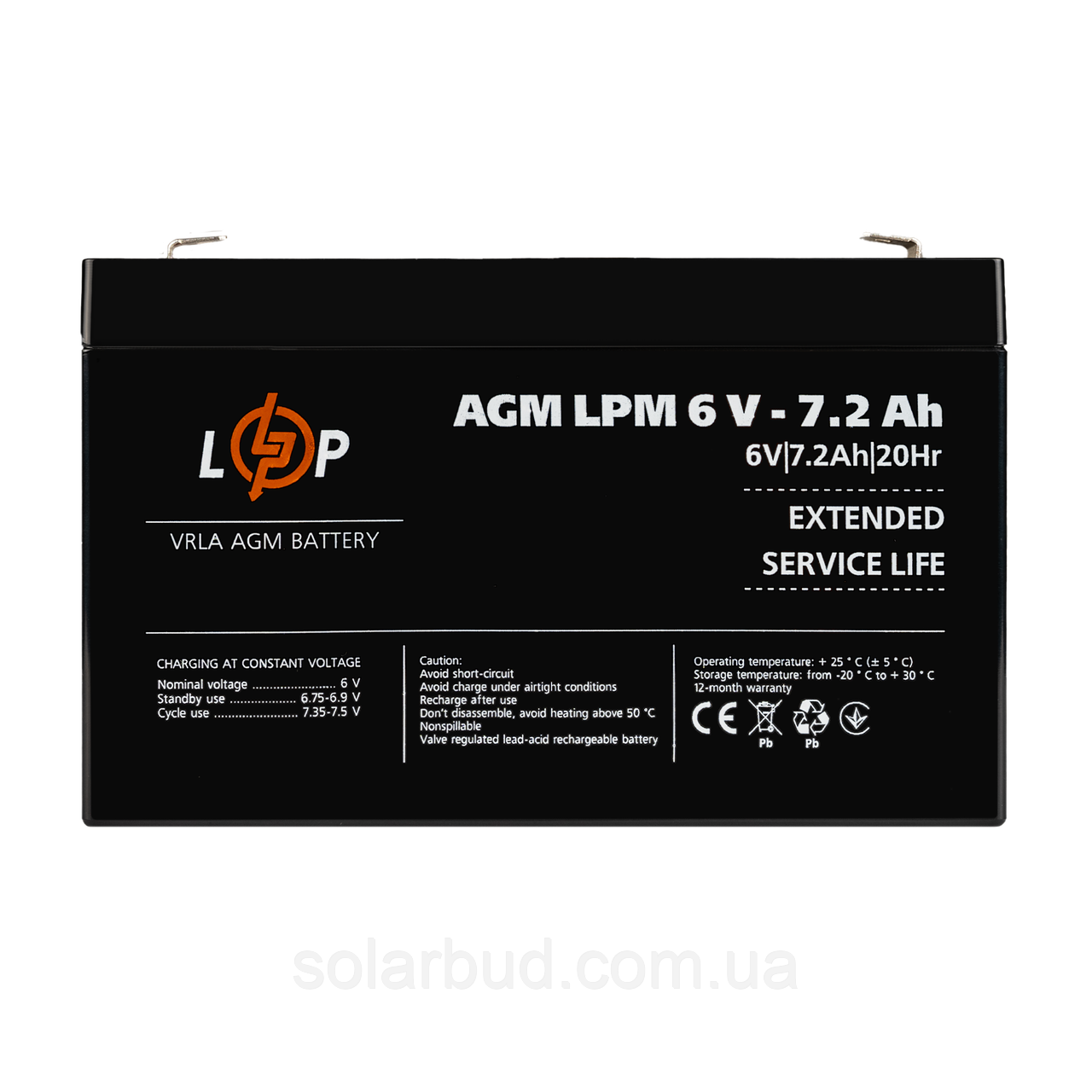 Акумулятор AGM LPM 6V - 7.2 Ah, фото 1