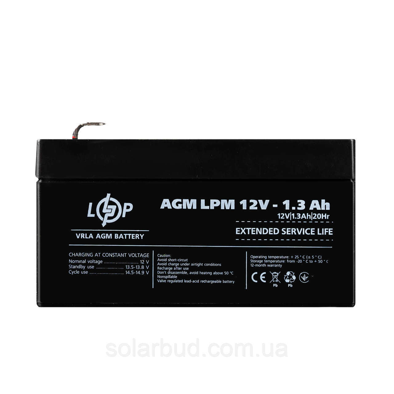 Акумулятор AGM LPM 12V - 1.3 Ah, фото 1