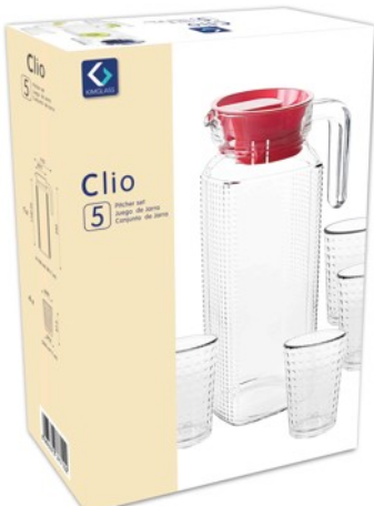 Набір скляний для напоїв "Clio" глечик 1,1 мл + 4 склянки 200 мл 5055, фото 1