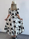 Принтоване міді плаття вільного фасону під пояс із короткими рукавами (р. 42-52) 2035978, фото 4