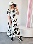 Принтоване міді плаття вільного фасону під пояс із короткими рукавами (р. 42-52) 2035978, фото 5
