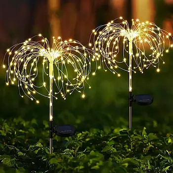 Комплект 2шт  Ліхтар садовий "Феєрверк" на сонячній батареї, 120LED, ShowTime / Газонний світильник