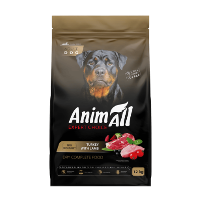 Сухий корм для собак великих порід AnimAll (АнімАлл) Large Breeds зі свіжою індичкою та ягням 12 кг