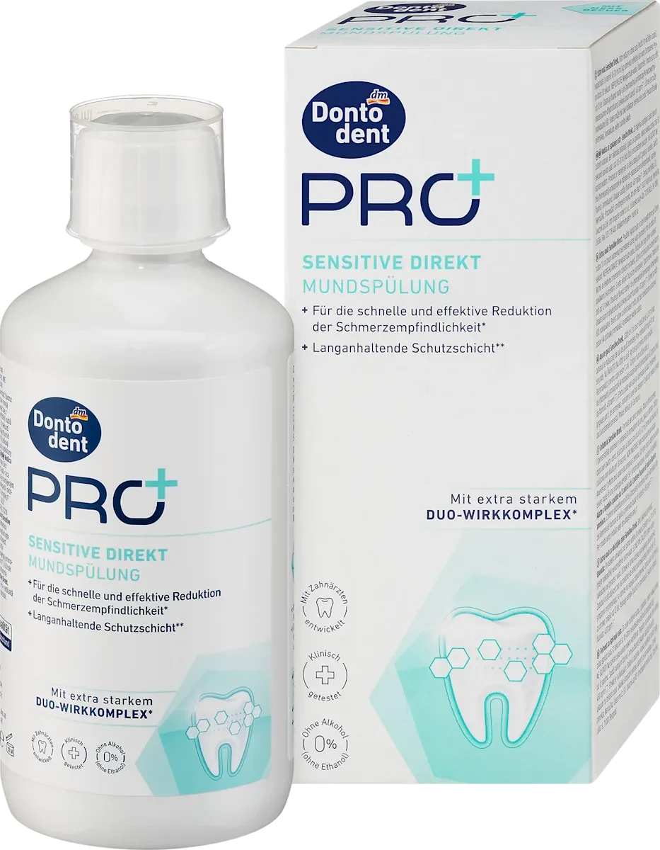 Ополіскувач для порожнини рота Dontodent PRO+ Sensitive Direkt, 400 мл, фото 1