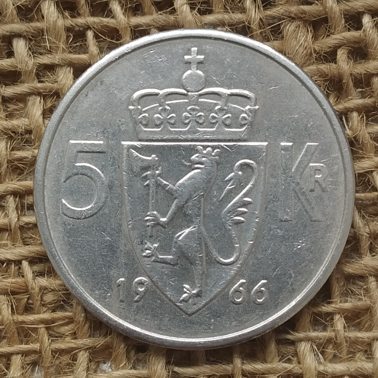 5 крон 1966 року. Норвегiя, фото 1