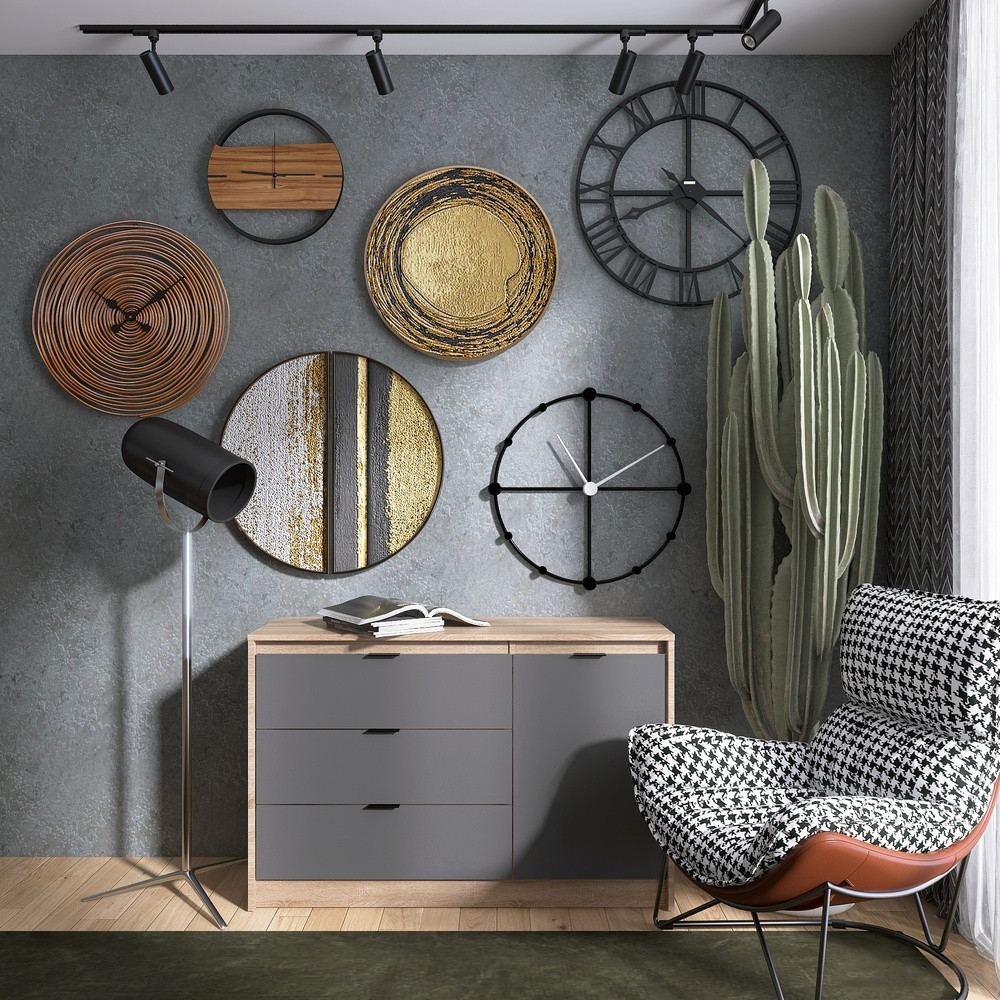 Комод із дверима та 3-ма шухлядами Еверест Сіті-1150 115,2х38х74,6 Дуб сонома/Графіт (DTM-071099), фото 1