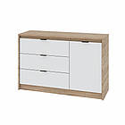 Комод із дверима та 3-ма шухлядами Еверест Сіті-1150 115,2х38х74,6 Дуб сонома/Білий (DTM-071100), фото 3