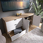 Великий комод із дверима та 3-ма шухлядами Еверест Сіті-1500 150,2х38х74,6 Дуб сонома/Білий (DTM-071102), фото 4