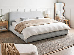 Мінімалістичне ліжко з підіймальним механізмом BLAGNAC 160 x 200 см, світло-сіра