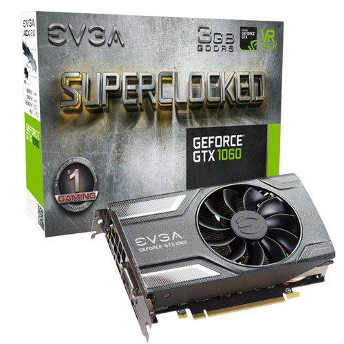 Відеокарта GeForce GTX 1060 3GB EVGA Gaming (03G-P4-6160-KR) Б/В