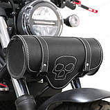 Сумка на раму мотоцикла мотосумка чорна з черепом, фото 3