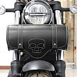 Сумка на раму мотоцикла мотосумка чорна з черепом, фото 4