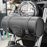 Сумка на раму мотоцикла мотосумка чорна з черепом, фото 5