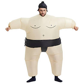 Надувний костюм Сумо RESTEQ - костюм борця Sumo для дорослих (зріст 150-200 см), карнавальний прикольний костюм з вентилятором для