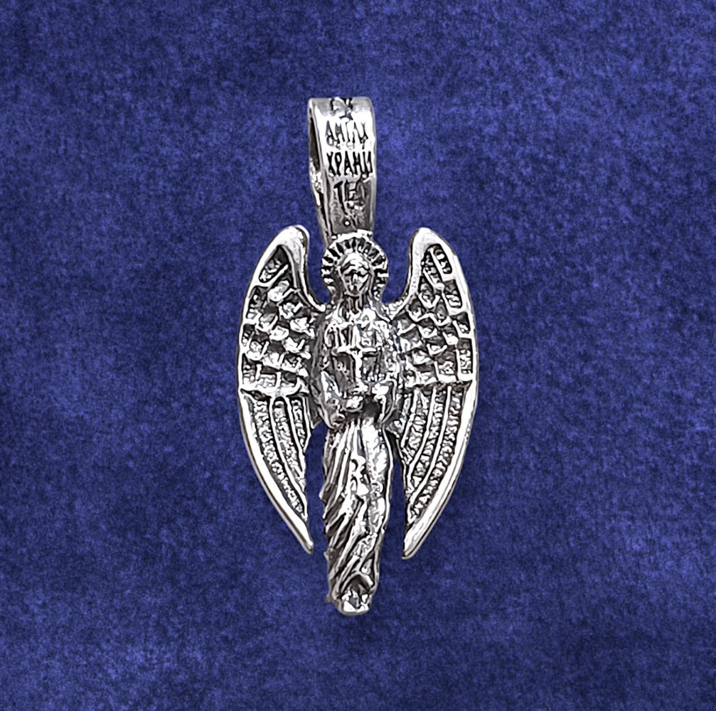 Срібний медальйон Янгол Охоронець 2.5 г, чорнений