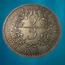 Монета сувенір Лауенбург 2⁄3 талера, 1830г