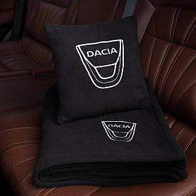 Подушка та плед в автомобіль з логотипом Dacia, флісовий набір