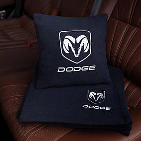 Подушка та плед в автомобіль з логотипом Dodge, флісовий набір