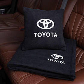 Подушка та плед в автомобіль з логотипом Toyota, флісовий набір