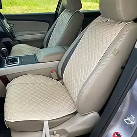 Накидки для авто з перфорованої екошкіри, Світло-бежевий, Преміум, Повний комплект
