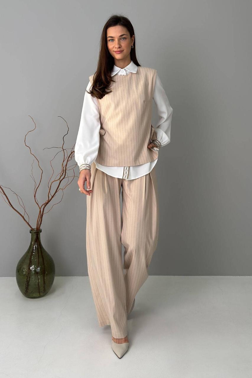 Жилет жіночий класичний на зав'язках 44-50 разміри бежевий, фото 1