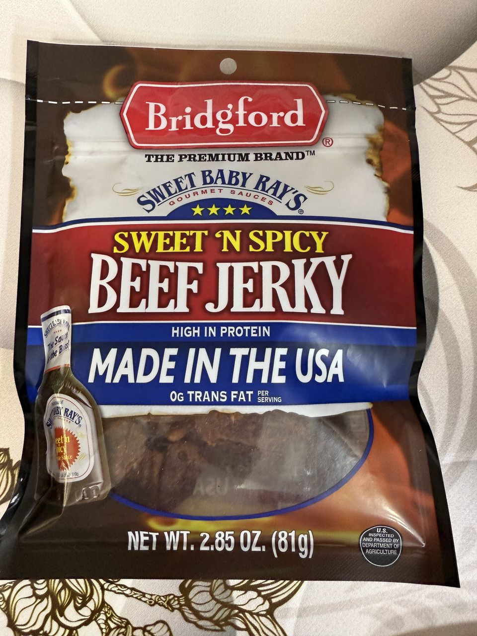 В'ялене яловиче м'ясо cолодко-пекуче Bridgford Sweet Baby Ray's