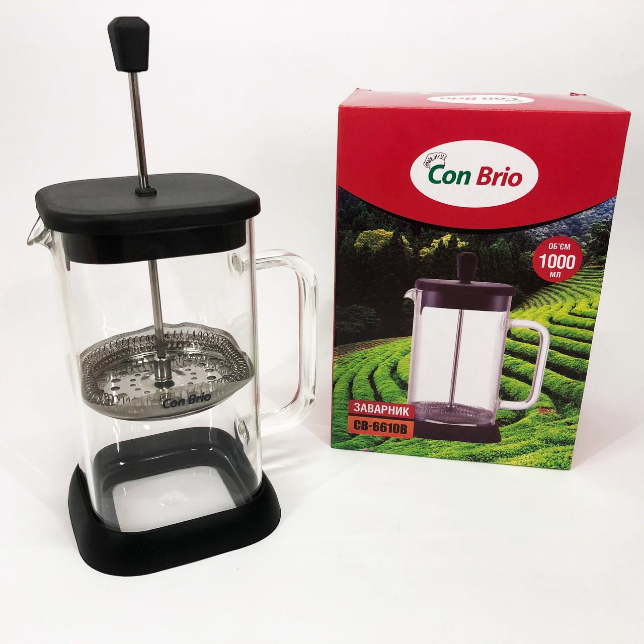 Френч-прес для кафе Con, Заварник френч-прес, Простий френч-прес для кави ZW-34, фото 1