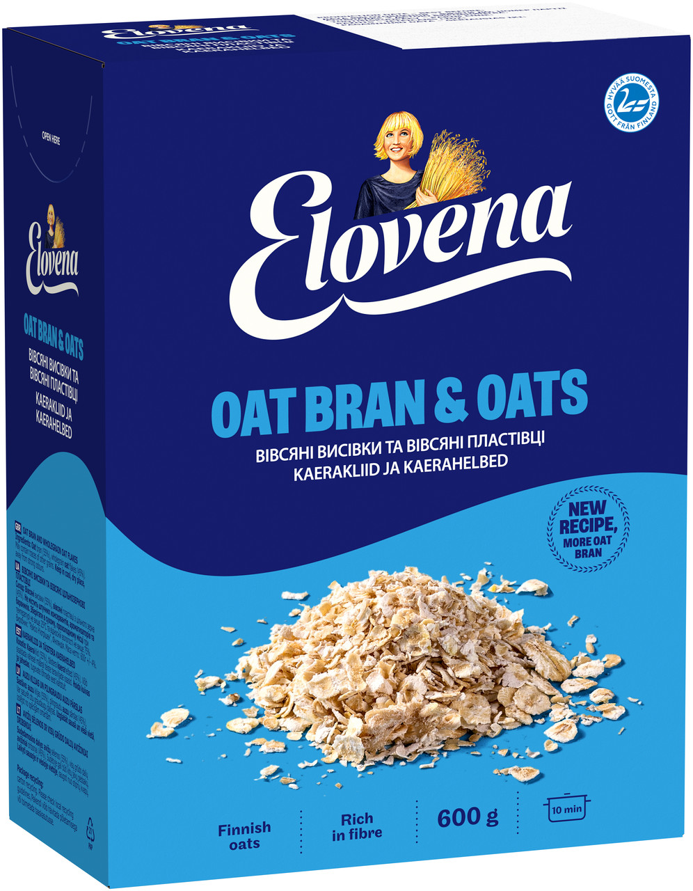 Висівки вівсяні з вівсяними пластівцями ELOVENA 600г, (10шт/ящ), фото 1