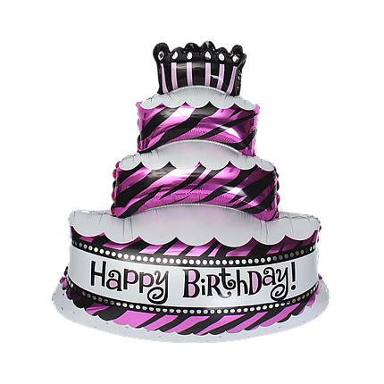 Фігура КИТАЙ-КТ424 Торт Нappy Birthday у смужку (УП), фото 1