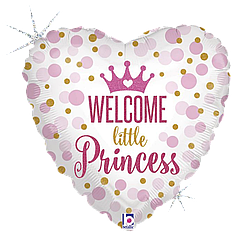 ГР050 GRABO-ГР Серце 18" Welcome Litlle Princess - корона на рожевому (УП)