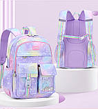 Рюкзак в школу для дівчаток + брелок Ортопедичний легкий шкільний портфель для підлітків 5-11 клас Фіолетовий, фото 2