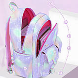 Рюкзак в школу для дівчаток + брелок Ортопедичний легкий шкільний портфель для підлітків 5-11 клас Фіолетовий, фото 4