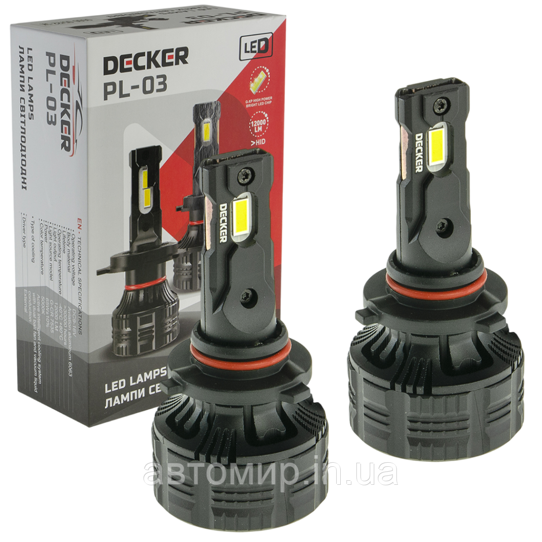 Лампа світлодіодна для фар DECKER LED PL-03 HB3 5000K 12000LM 2 шт комплект
